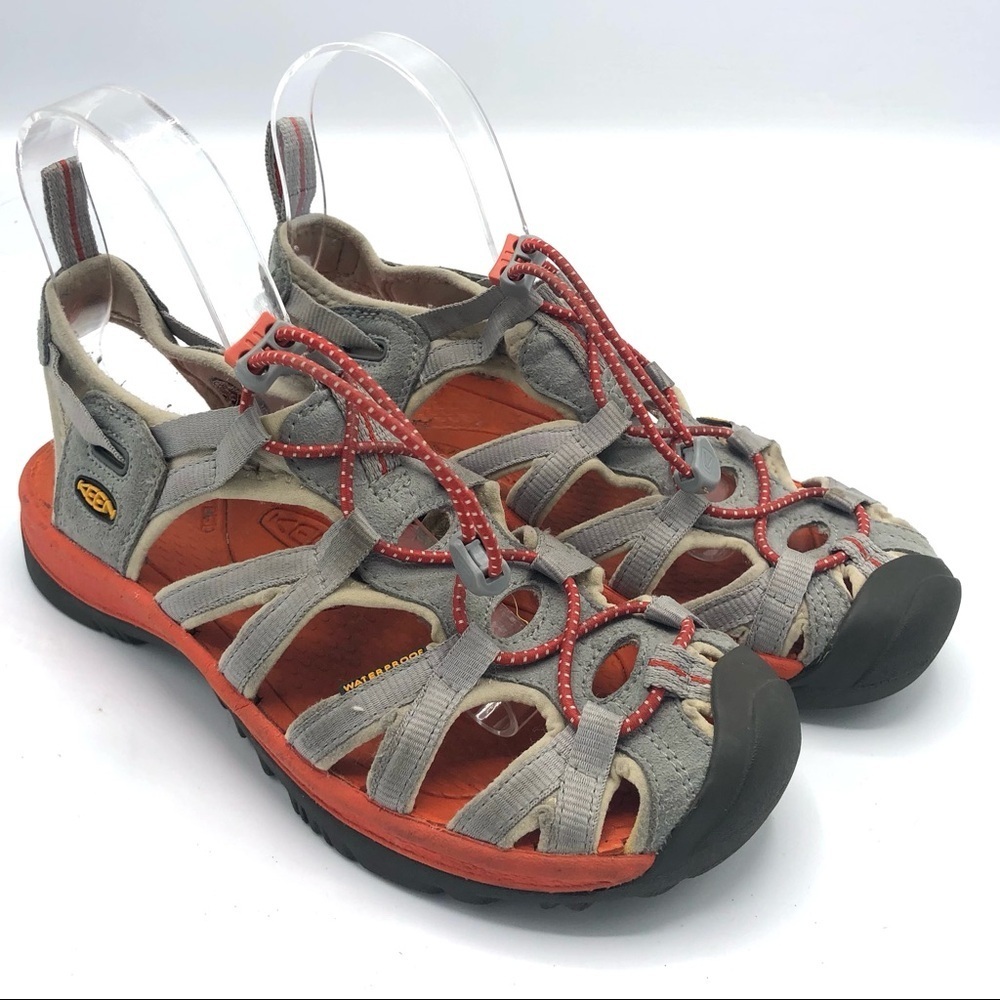 KEEN Whisper Sandal Outdoor Active Hiking Waterproof Shoe 8 Women Grey Orange